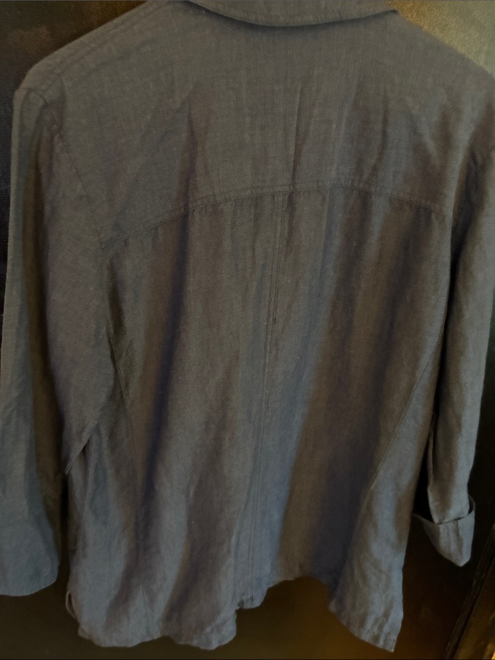 Coldwater Creek Navy Button-Front Linen Shirt - Picture 5 of 5